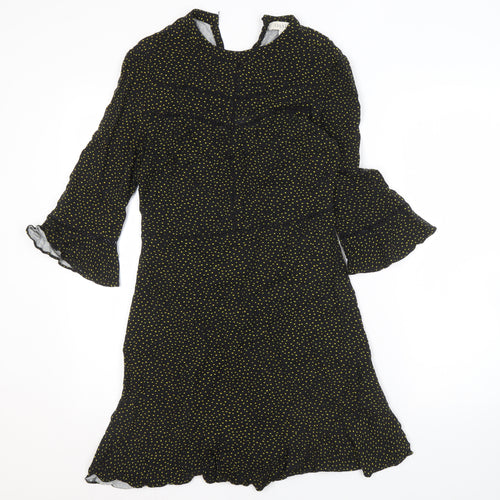 Oasis Women's Black Polka Dot Fit & Flare Dress - Size 8
