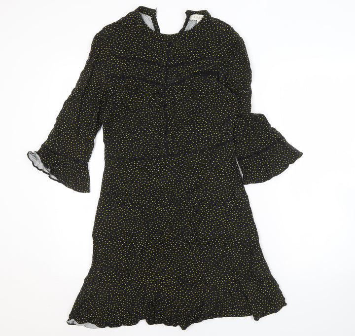 Oasis Women's Black Polka Dot Fit & Flare Dress - Size 8