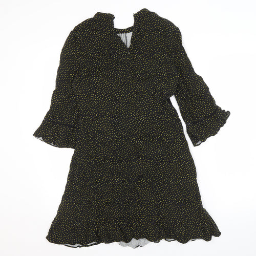 Oasis Women's Black Polka Dot Fit & Flare Dress - Size 8