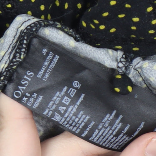 Oasis Women's Black Polka Dot Fit & Flare Dress - Size 8
