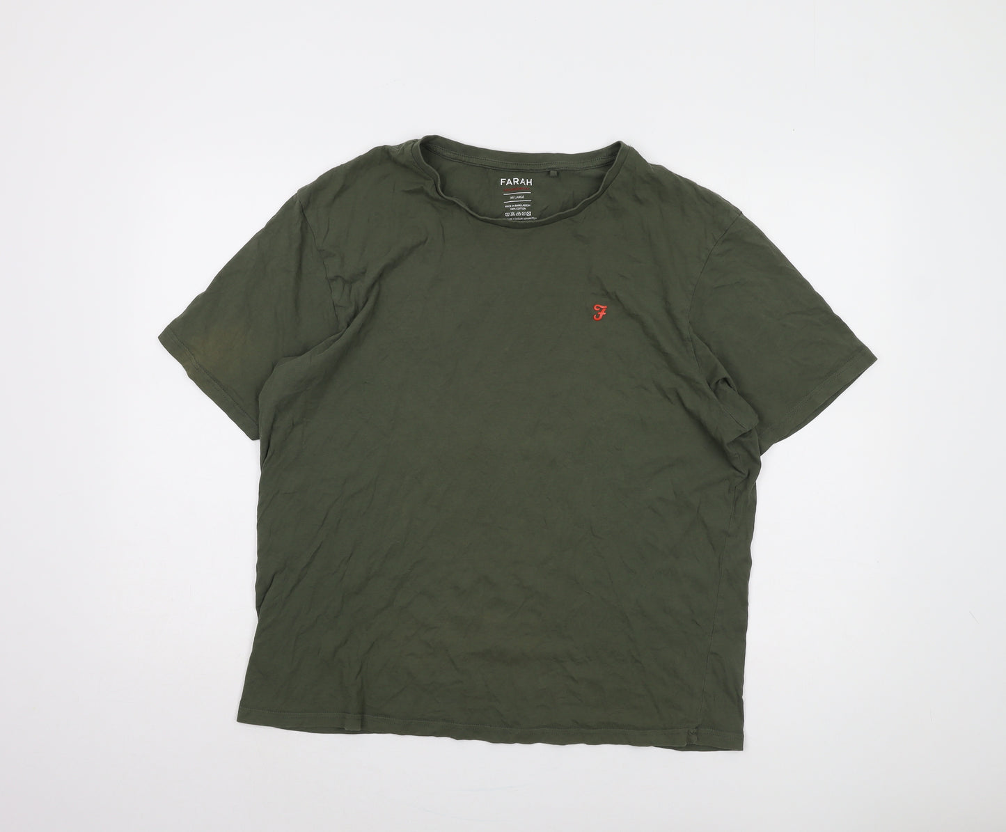 Farah Men's Green 2XL Crew Neck Cotton T-Shirt
