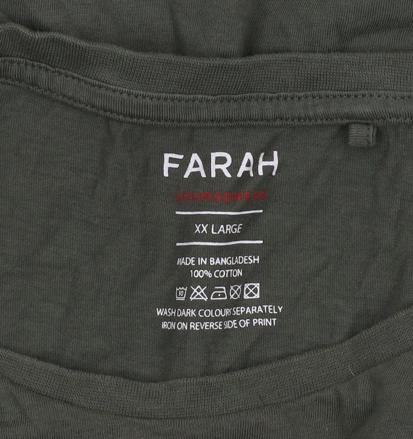 Farah Men's Green 2XL Crew Neck Cotton T-Shirt