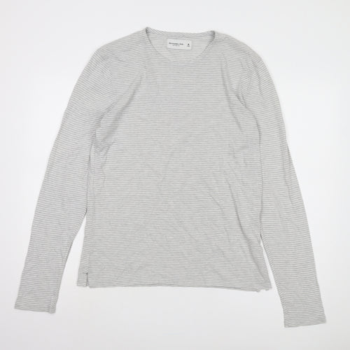 Abercrombie & Fitch Men's Grey Striped T-Shirt, M