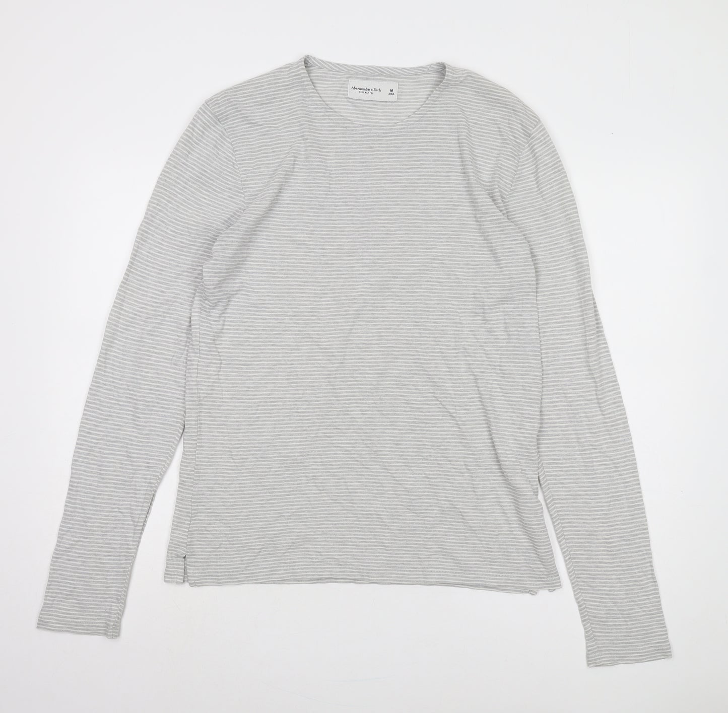Abercrombie & Fitch Men's Grey Striped T-Shirt, M