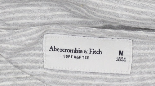 Abercrombie & Fitch Men's Grey Striped T-Shirt, M