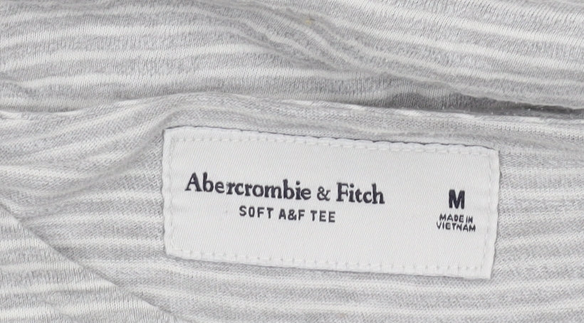 Abercrombie & Fitch Men's Grey Striped T-Shirt, M