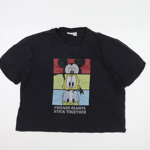 Disney Black Cartoon Cropped T-Shirt Unisex M