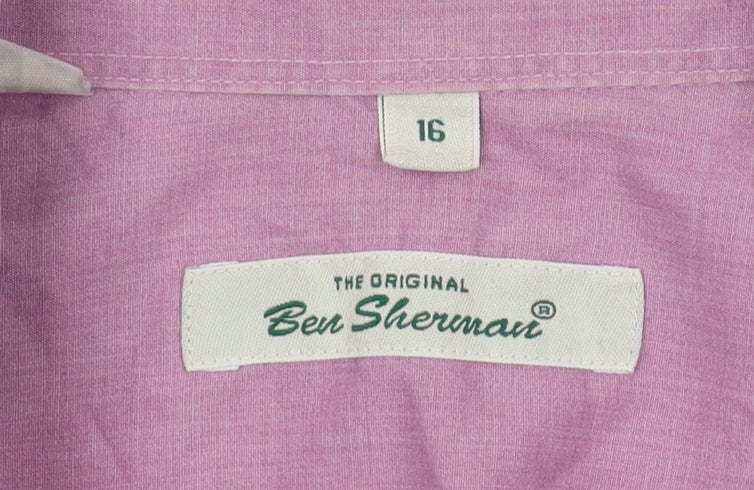 Ben Sherman Men's Purple Button-Up Shirt, Size 16