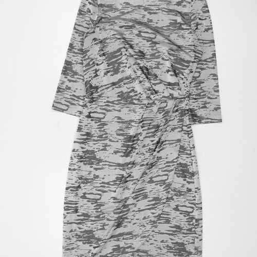 FC Jeans Women's Grey 3/4 Sleeve Sheath Dress Size 12