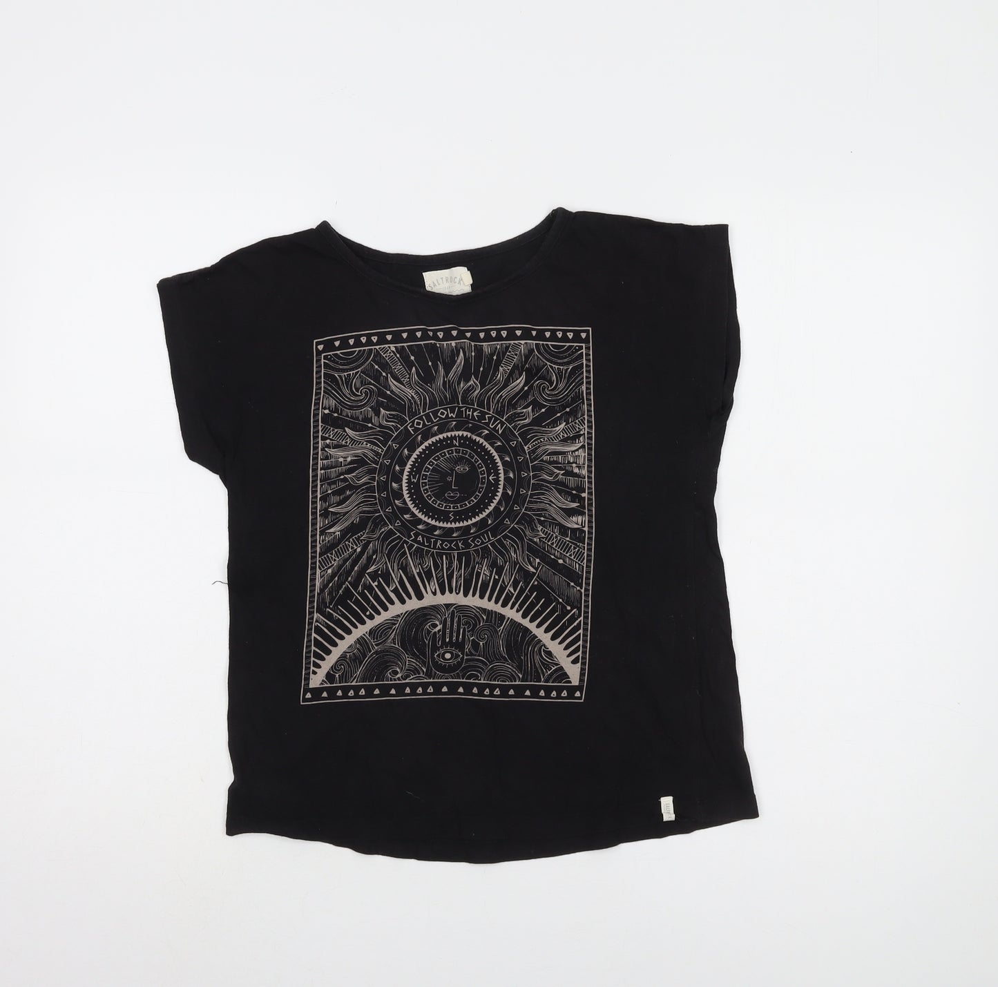 Saltrock Women's Black T-Shirt, Size 8, Casual Style