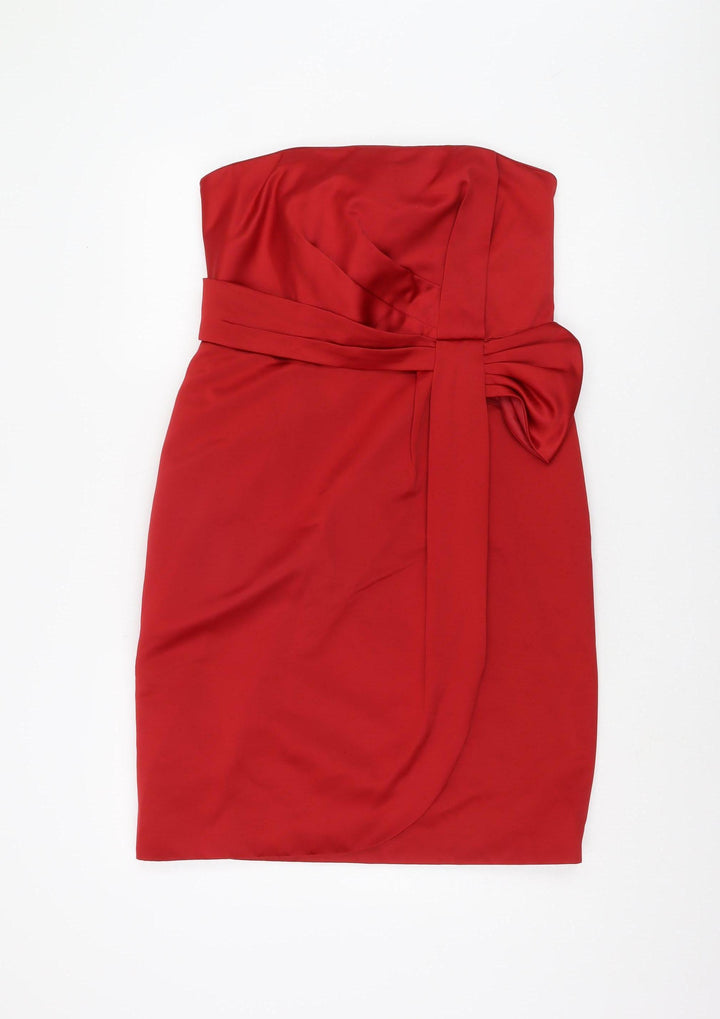 Début Women's Red Knee Length Strapless Pencil Dress