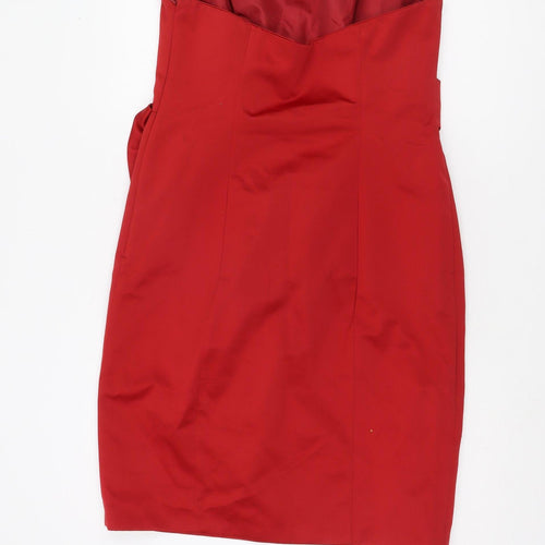 Début Women's Red Knee Length Strapless Pencil Dress