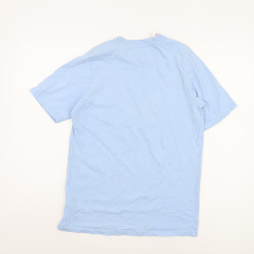 Adidas Boys Blue T-Shirt, Size 176, Logo Accent, Crew Neck