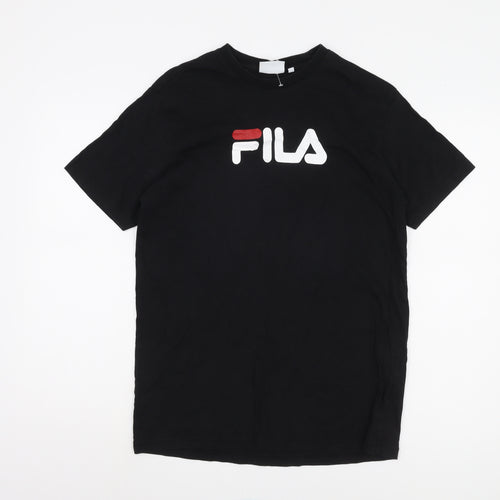 Fila Men's Black Cotton T-Shirt - Size S Crew Neck