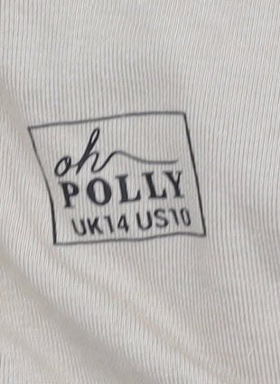 Oh Polly Women's Beige Long Sleeve Backless Dress