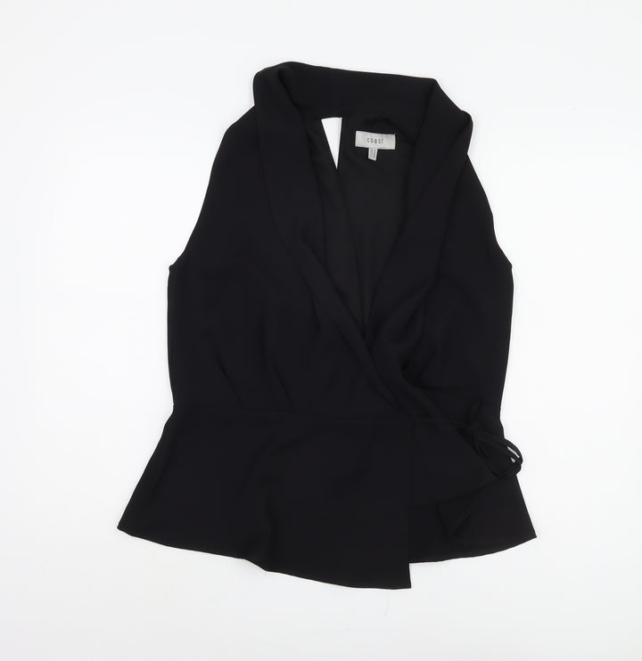 Coast Women's Black Wrap Blouse Size 14