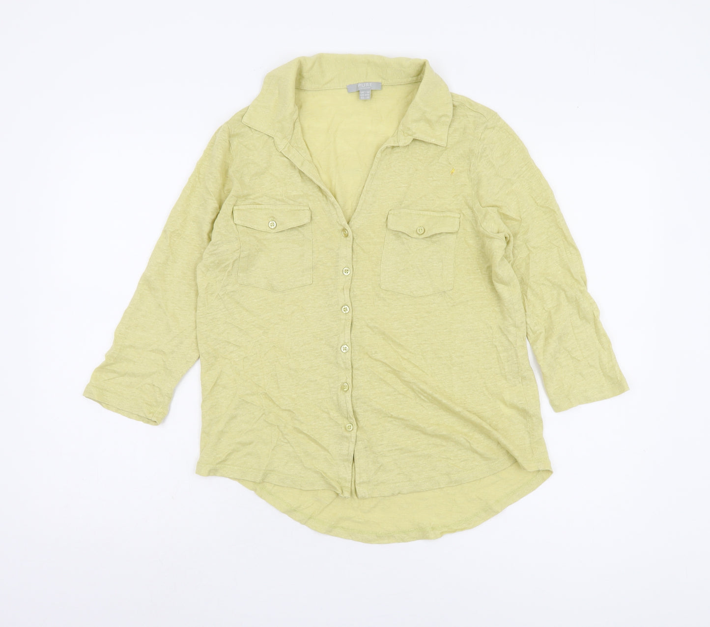 Pure Collection Women's Green Button-Up Shirt, Size 14