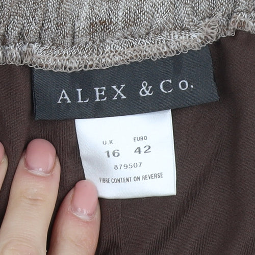 Alex & Co. Women's Brown Linen Trousers, Size 16