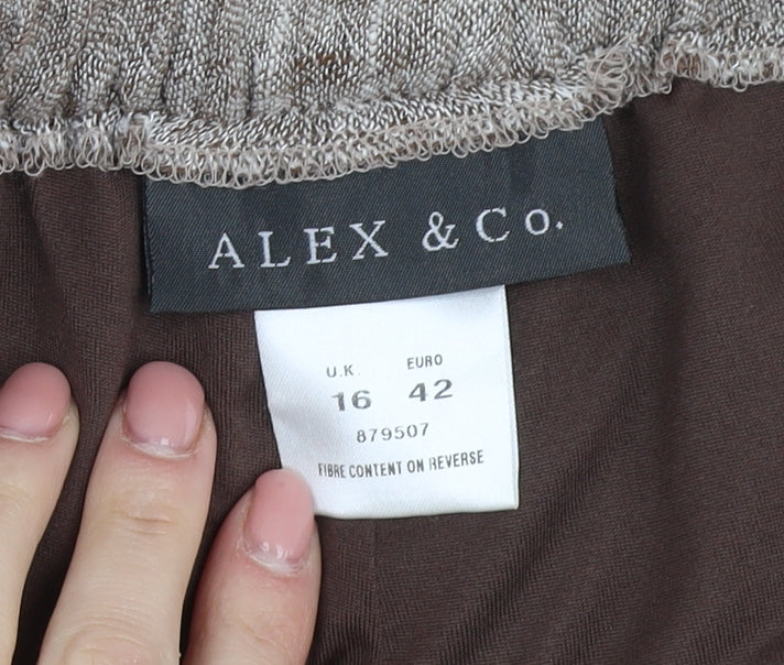 Alex & Co. Women's Brown Linen Trousers, Size 16