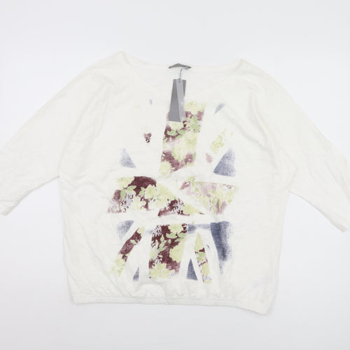 South Women's White T-Shirt Size 16 3/4 Sleeve Cotton