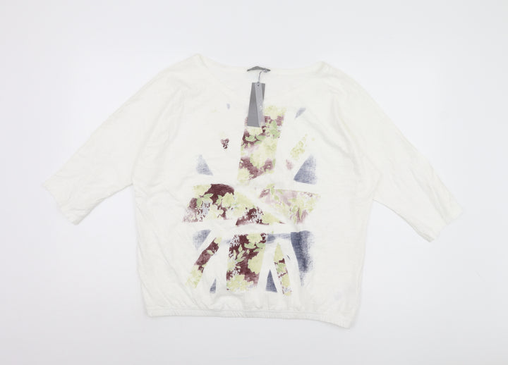 South Women's White T-Shirt Size 16 3/4 Sleeve Cotton