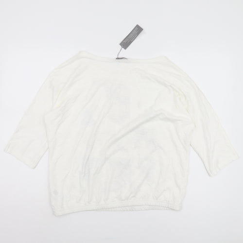 South Women's White T-Shirt Size 16 3/4 Sleeve Cotton