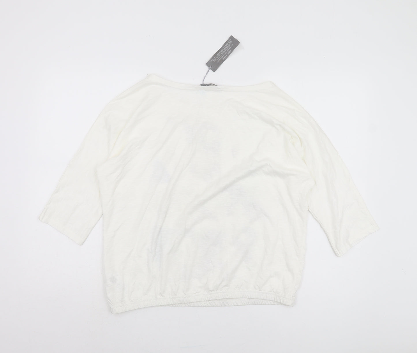 South Women's White T-Shirt Size 16 3/4 Sleeve Cotton