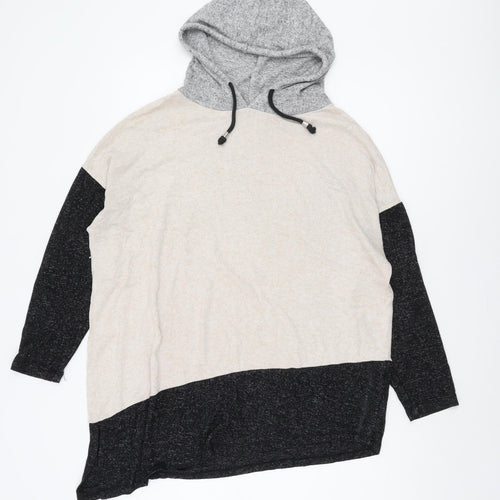 Wallis Women's Hooded Jumper Beige Grey Medium