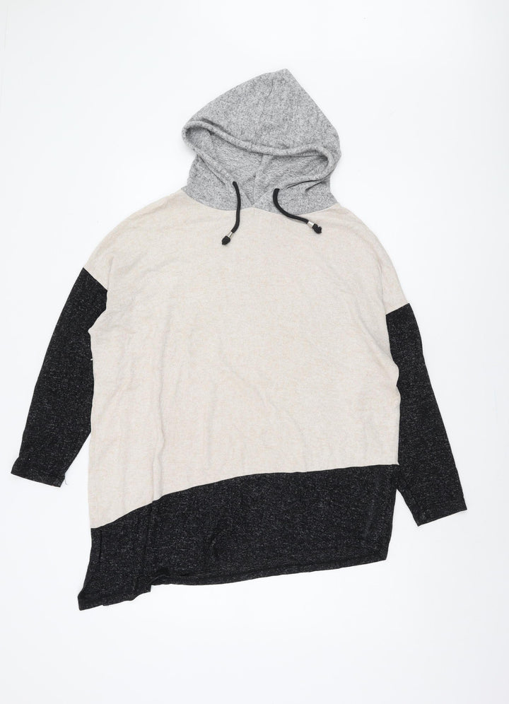 Wallis Women's Hooded Jumper Beige Grey Medium