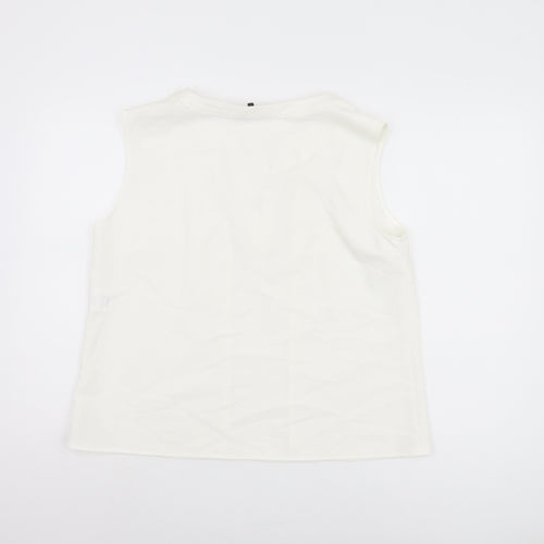 Jaeger Women's Ivory Blouse Size 16 Sleeveless V-Neck