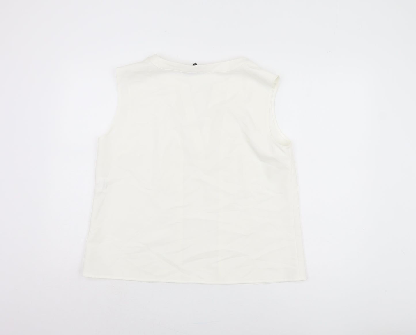 Jaeger Women's Ivory Blouse Size 16 Sleeveless V-Neck