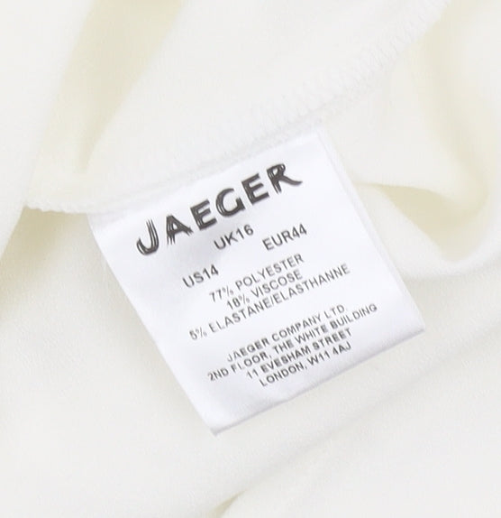 Jaeger Women's Ivory Blouse Size 16 Sleeveless V-Neck