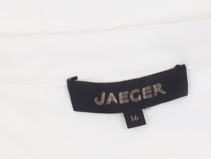 Jaeger Women's Ivory Blouse Size 16 Sleeveless V-Neck