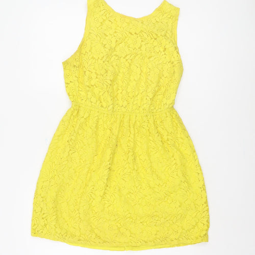Floozie Women's Yellow A-Line Lace Dress, Size 12