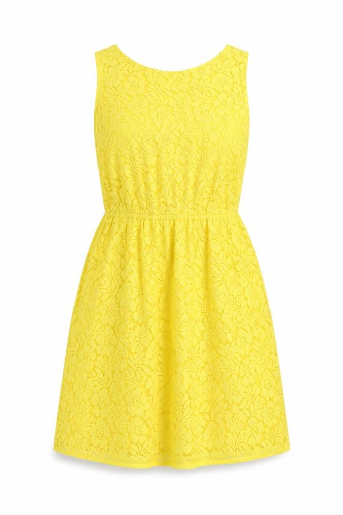 Floozie Women's Yellow A-Line Lace Dress, Size 12