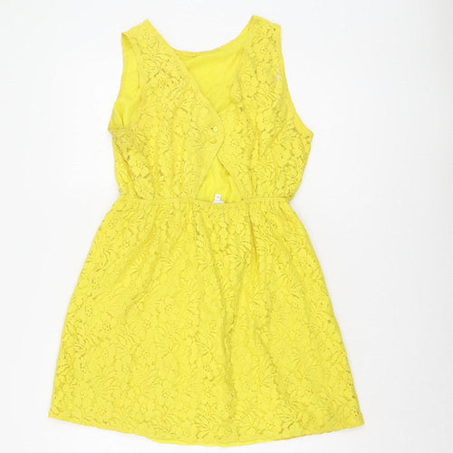 Floozie Women's Yellow A-Line Lace Dress, Size 12