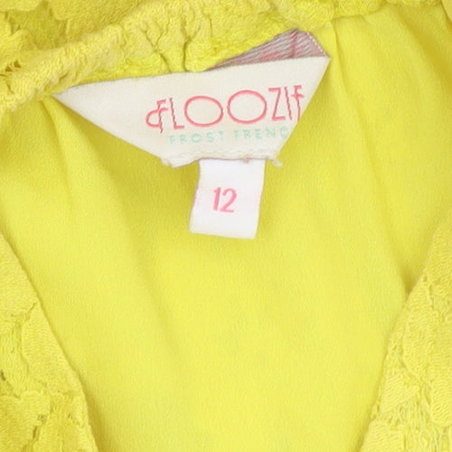 Floozie Women's Yellow A-Line Lace Dress, Size 12