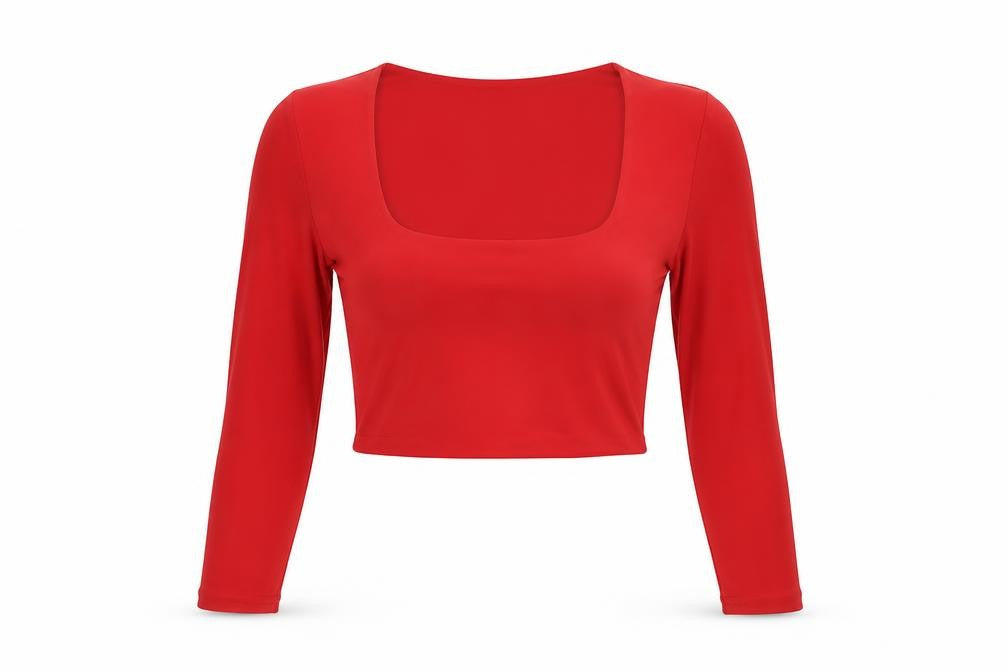 Front view of Boohoo Women's Cropped Red Blouse, size S