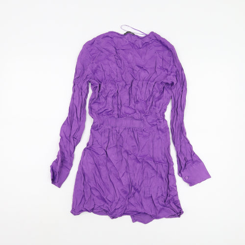 Bershka Women's Purple Wrap Long-Sleeve Top