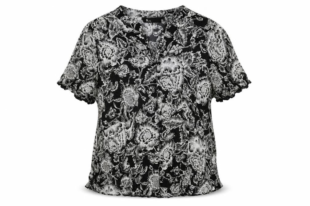 Front view of BHS Women's Black Floral Blouse -, size 18