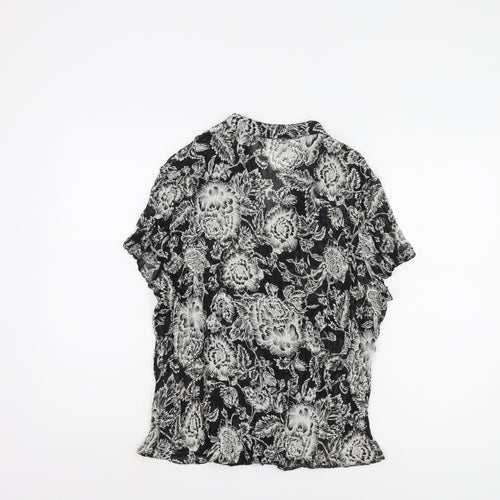BHS Women's Black Floral Blouse - Size 18