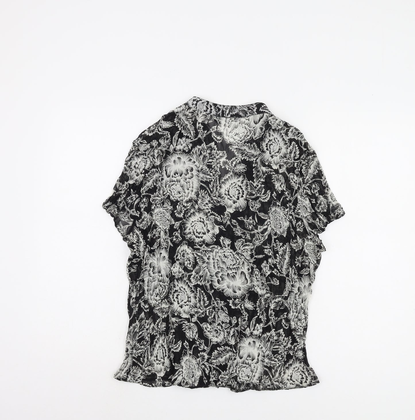 BHS Women's Black Floral Blouse - Size 18