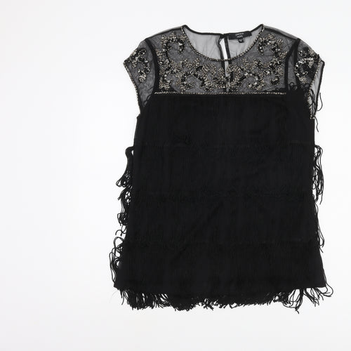 Joanna Hope Women's Black Beaded Party Blouse Size 10