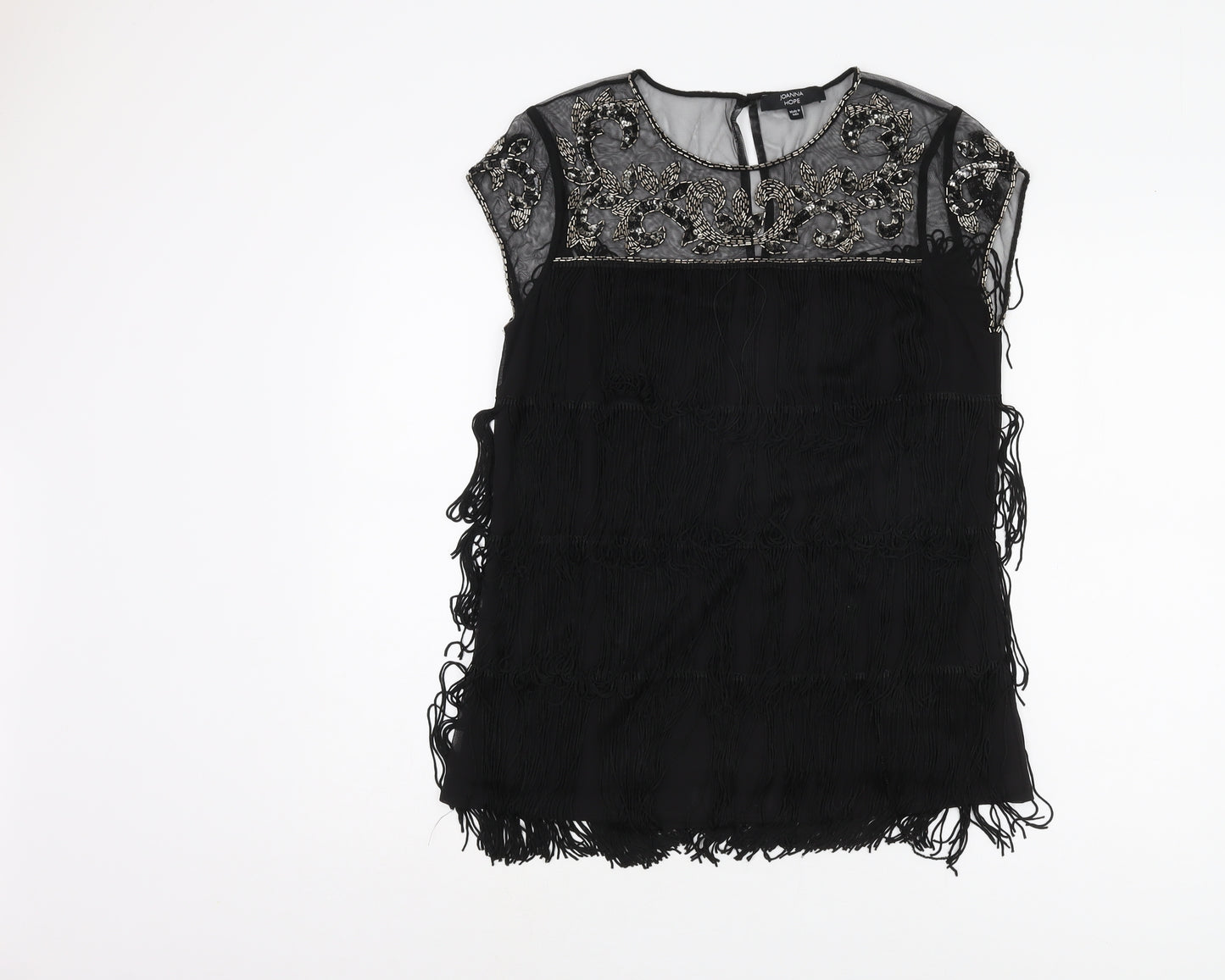 Joanna Hope Women's Black Beaded Party Blouse Size 10