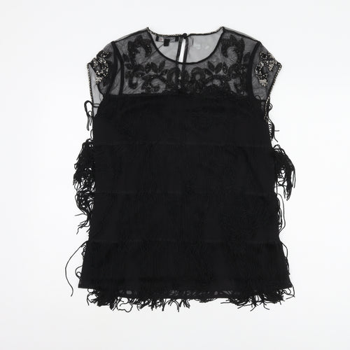 Joanna Hope Women's Black Beaded Party Blouse Size 10