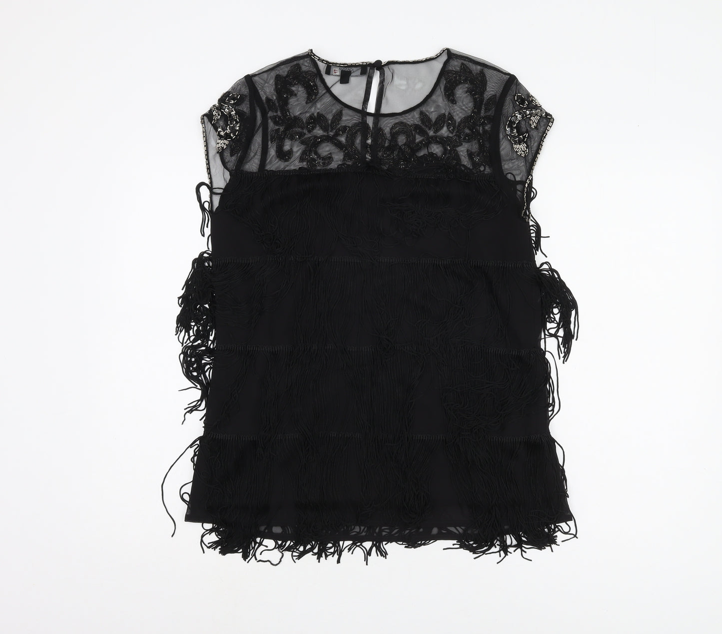 Joanna Hope Women's Black Beaded Party Blouse Size 10