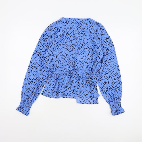 H&M Women’s Blue Polka Dot Wrap Blouse Size 6