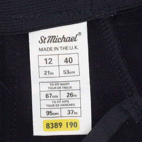 St Michael Women's Black Pencil Skirt, Size 12, Elegant Style