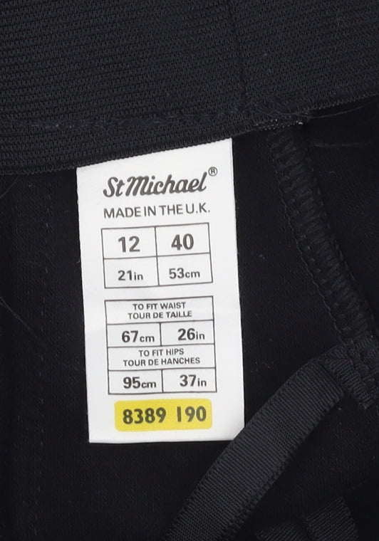 St Michael Women's Black Pencil Skirt, Size 12, Elegant Style