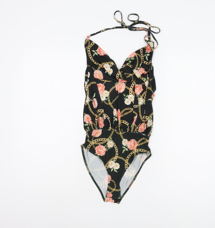 Miss Selfridge Women's Black Floral Bodysuit Size 6